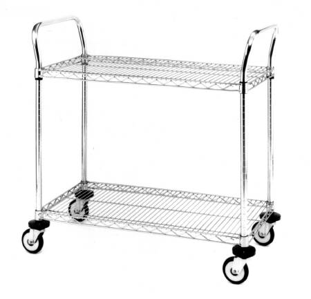 Intermetro Industries MW600 Series Utility Cart Chrome 24 X 36 X 39 Inch 2 Shelves Silver - W611