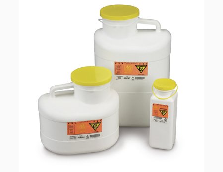 Chemo-Tainer - Chemotherapy Waste Container 11 H X 12 W X 9 D Inch 3 Gallon White Base / Yellow Lid Vertical Entry Tethered Snap On Lid - 931W