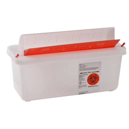 Cardinal In-Room Sharps Container 1-Piece 6-1/4 H X 10-3/4 W X 4-3/4 D Inch 2 Quart Translucent Horizontal Entry Lid - 85021-