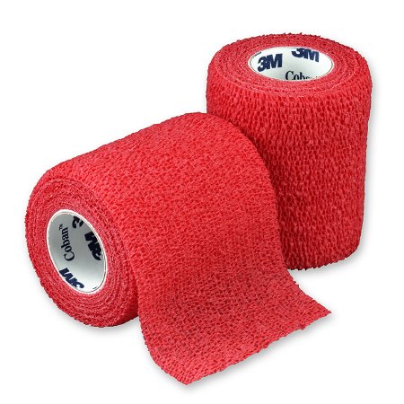 3M Coban - Cohesive Bandage 3 Inch X 5 Yard Standard Compression Self-adherent Closure Red NonSterile - 1583R