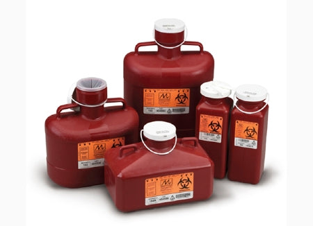 Medegen Medical Products LLC SharpStainer Sharps Container 1-Piece 5 H X 3-1/2 W X 3-1/2 D Inch 0.7 Quart Red Vertical Entry Lid - 185S