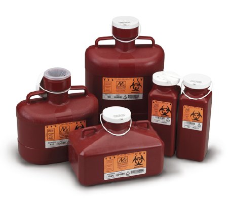 Medegen Medical Products LLC SharpStainer Sharps Container 1-Piece 9 H X 10 W X 6 D Inch 4.8 Quart Red Screw Lid - 184