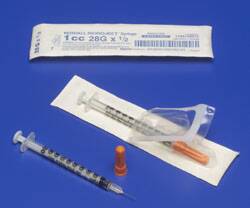 Cardinal Monoject Insulin Syringe with Needle 0.3 mL 30 Gauge 5/16 Inch Attached Needle Without Safety - 8881600800