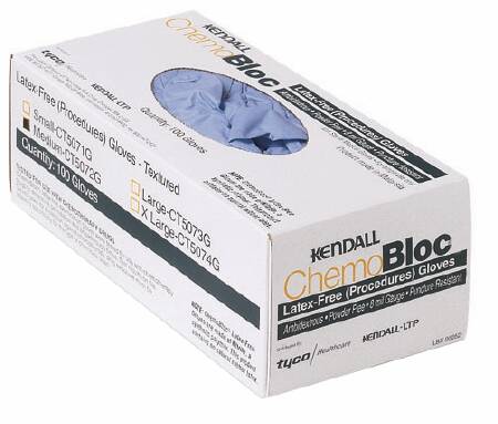 Cardinal ChemoPlus Exam Glove Large NonSterile Nitrile Extended Cuff Length Textured Fingertips Light Blue Chemo Tested - CT5073G-