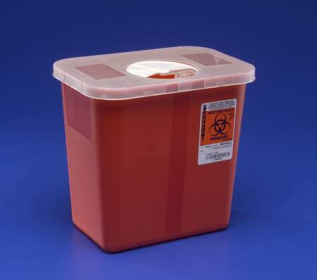Cardinal SharpSafety Sharps Container 1-Piece 10 H X 10-1/2 W X 7-1/4 D Inch 2 Gallon Translucent Rotor Lid - 8979C