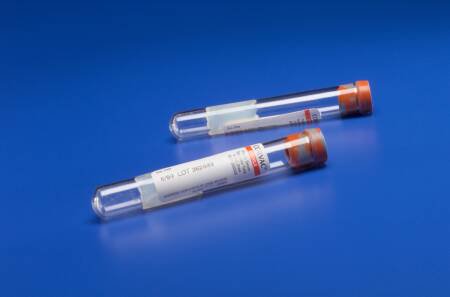 Cardinal Corvac Venous Blood Collection Tube Serum Tube Separator Gel Additive 16 X 100 mm 9 mL Red / Gray Mottled Conventional Closure Glass Tube - 8881302015