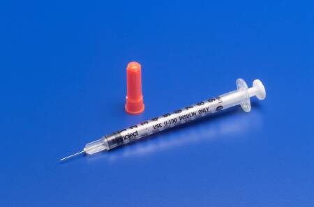 Cardinal Monoject Insulin Syringe with Needle 0.5 mL 29 Gauge 1/2 Inch Attached Needle Without Safety - 8881600350