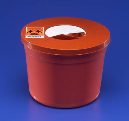 Cardinal SharpSafety Sharps Container 1-Piece 6-3/4 H X 8-3/4 D Inch 5 Quart Red Vertical Entry Rotor Lid - 8950SA