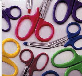 Key Surgical - Utility Shears 5-1/2 Inch Length Stainless Steel / Plastic NonSterile Finger Ring Handle Angled Blunt Tip / Blunt Tip - KS-093T