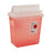 SharpSafety - Sharps Container 12-3/4 H X 7-1/4 D X 10-1/2 W Inch 2 Gallon Translucent Red Base / Translucent Lid Horizontal Entry Flap Lid - 89651