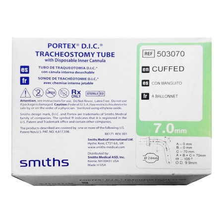 Portex D.I.C. - Tracheostomy Tube Standard Size 7 Cuffed - 503070