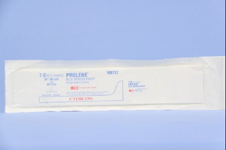 Prolene - Suture with Needle Nonabsorbable Uncoated Blue Suture Monofilament Polypropylene Suture Size 7 - 0 24 Inch Suture Double-Armed 8 mm Length 3/8 Circle Taper Point Needle - M8737