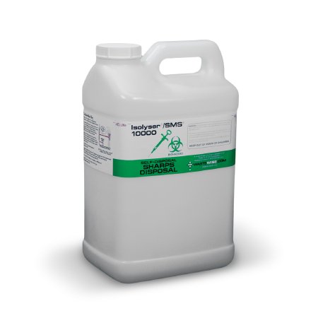 Isolyser SMS WasteWise - Sharps Container with Solidifier 15-1/2 H X 6-3/4 W X 8-3/4 D Inch 10 Liter Translucent Base / White Lid Vertical Entry Screw On Lid - SMS10000
