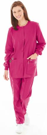 Landau Uniforms Warm-Up Jacket White Large Long Sleeves Hip Length - 7525WWPLG