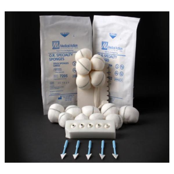 Medical Action Industries Sponge Peanut Cotton 3/8" X-Ray Detectable Sterile 100X5/Ca - 7103