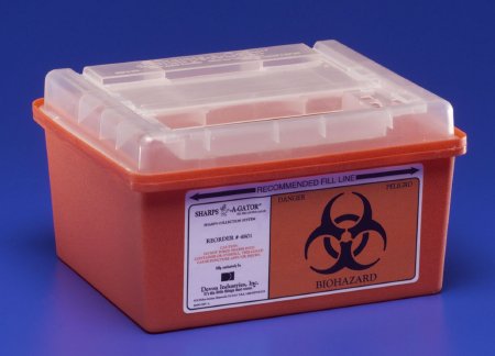 Sharps-A-Gator - Sharps Container 6-1/4 H X 7 D X 10-1/2 W Inch 1 Gallon Red Base / Translucent Lid Horizontal Entry Sliding Lid - 31143699