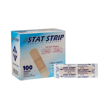 American White Cross Stat Strip - Adhesive Strip 3/4 X 3 Inch Plastic Rectangle Tan Sterile - 152001