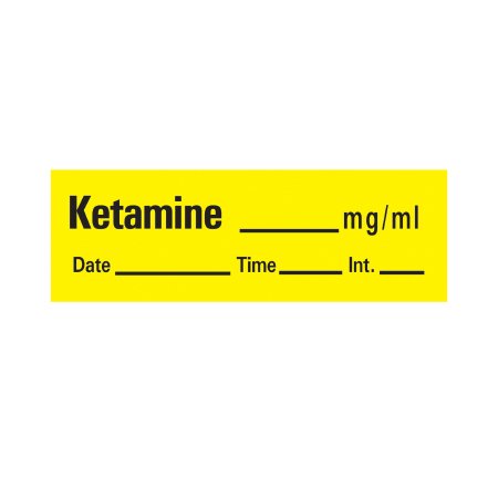 Timemed - Drug Label Anesthesia Label Tape Ketamine_mg/mL Date_Time_Int Yellow 1/2 X 1-1/2 Inch - AN-60