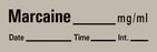 Timemed - Drug Label Anesthesia Label Tape Marcaine_mg/mL Date_Time_Int Gray 1/2 X 1-1/2 Inch - AN-64