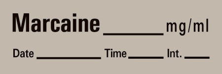 Timemed - Drug Label Anesthesia Label Tape Marcaine_mg/mL Date_Time_Int Gray 1/2 X 1-1/2 Inch - AN-64