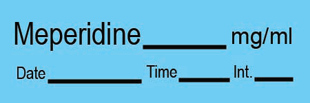 Precision Dynamics TimeMed Pre-Printed Label Timemed Anesthesia Label Mepridine Blue 1-1/2 X 1/2 Inch - AN-12
