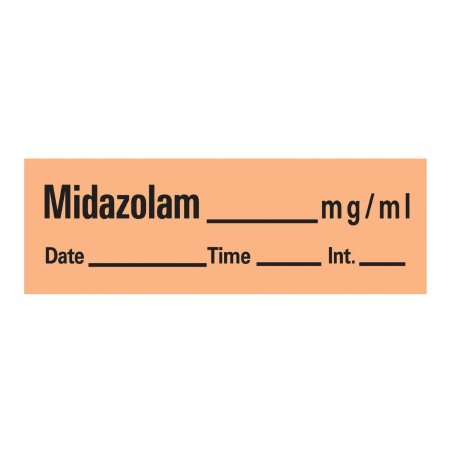 Timemed - Drug Label Anesthesia Label Midazolam_mg/mL Date_Time_Int._ Orange 1/2 X 1-1/2 Inch - AN-120