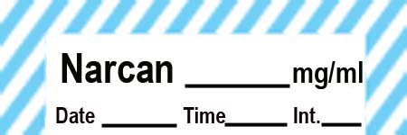 Precision Dynamics TimeMed Pre-Printed Label Timemed Anesthesia Label Narcan Light Blue / White 1-1/2 X 1/2 Inch - ANS-71