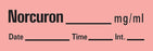 Precision Dynamics TimeMed Pre-Printed Label Timemed Anesthesia Label Norcuron Fluorescent Red 1-1/2 X 1/2 Inch - AN-150