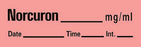 Timemed - Drug Label Anesthesia Label Tape Norcuron_mg/mL Date_Time_Int_ Fluorescent Red 1/2 X 1-1/2 Inch - AN-150
