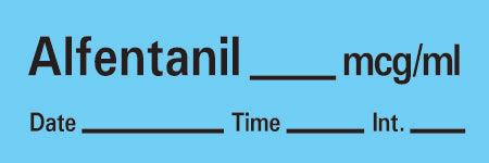 Precision Dynamics TimeMed Pre-Printed Label Timemed Anesthesia Label Alfentanil Blue 1-1/2 X 1/2 Inch - AN-106