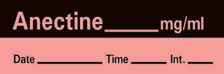 Timemed - Drug Label Anesthesia Label Tape Anectine_mg/mL Date_Time_Int Red 1/2 X 1-1/2 Inch - AN-33