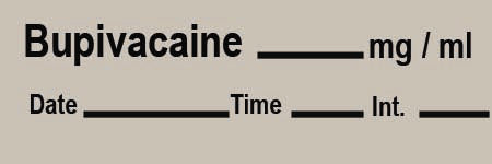 Precision Dynamics TimeMed Pre-Printed Label Timemed Anesthesia Label Bupivacaine Gray 1-1/2 X 1/2 Inch - AN-42