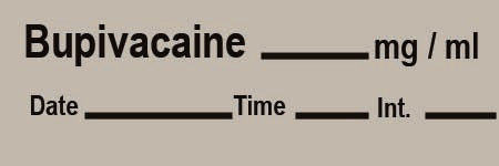 Timemed - Drug Label Anesthesia Label Tape Bupivacaine_mg/mL Date_Time_Int_ Gray 1/2 X 1-1/2 Inch - AN-42