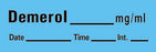 Precision Dynamics TimeMed Pre-Printed Label Timemed Anesthesia Label Demerol Blue 1-1/2 X 1/2 Inch - AN-46