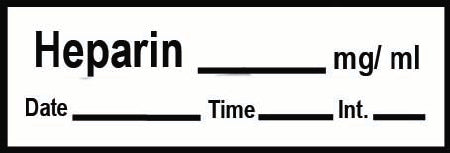 Precision Dynamics TimeMed Pre-Printed Label Timemed Anesthesia Label Heparia White 1-1/2 X 1/2 Inch - AN-10