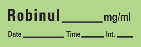 Precision Dynamics TimeMed Pre-Printed Label Timemed Anesthesia Label Robinul Green 1-1/2 X 1/2 Inch - AN-88