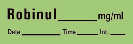 Timemed - Drug Label Anesthesia Label Tape Robinul_mg/mL Date_Time_Int_ Green 1/2 X 1-1/2 Inch - AN-88