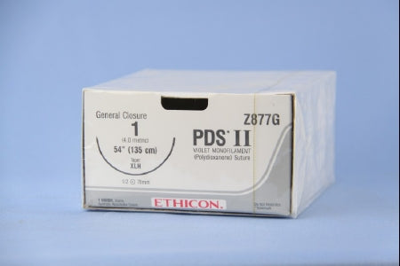 J & J Healthcare Systems PDS II Suture with Needle Absorbable Uncoated Violet Suture Monofilament Polydioxanone Size 1 54 Inch Suture 1-Needle 70 mm Length 1/2 Circle Taper Point Needle - Z877G