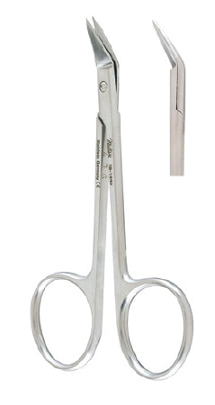 Miltex Miltex Conjunctival Scissors Wilmer-Converse 4 Inch Length OR Grade Stainless Steel (German) NonSterile Finger Ring Handle Angled Blade Sharp/Sharp - 18-1440
