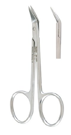 Miltex - Conjunctival Scissors Wilmer-Converse 4 Inch Length OR Grade German Stainless Steel NonSterile Finger Ring Handle Angled Blade Sharp Tip / Sharp Tip - 18-1440