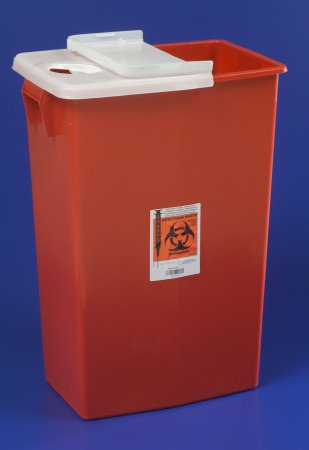 Cardinal SharpSafety Sharps Container 1-Piece 26 H X 18-1/4 W X 12-3/4 D Inch 18 Gallon Red Hinged Lid - 8991