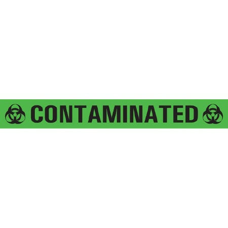 Precision Dynamics Pre-Printed Label Warning Label Contaminated Green 1/2 X 4 Inch - WTCT-412