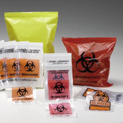Medegen Medical Products - Specimen Transport Bag with Document Pouch 6 X 9 Inch Zip Closure Biohazard Symbol NonSterile - 102