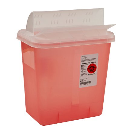 Cardinal SharpSafety Sharps Container 1-Piece 10 H X 10-1/2 W X 7-1/4 D Inch 2 Gallon Translucent Horizontal Entry Lid - 89671