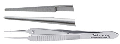 Miltex - Suture Forceps McPherson 3-1/2 Inch Length OR Grade German Stainless Steel NonSterile NonLocking Thumb Handle Straight Smooth Tip - 18-948