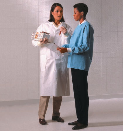 O&M Halyard Inc Lab Coat White Medium Long Sleeves Knee Length - 10041
