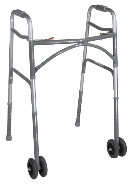 Drive Medical Bariatric Aluminum Folding Walker, Two Button