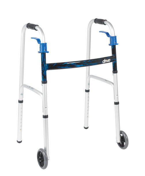 Drive Medical Deluxe, Trigger Release Folding Walker with 5" Wheels