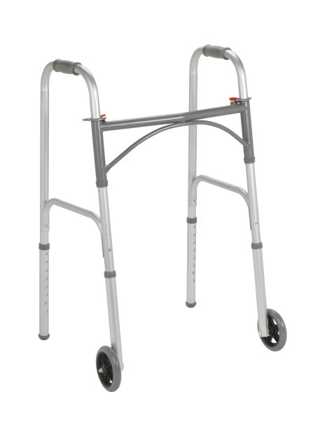 Drive Medical Folding Junior Walker, Two Button with 5" Wheels
