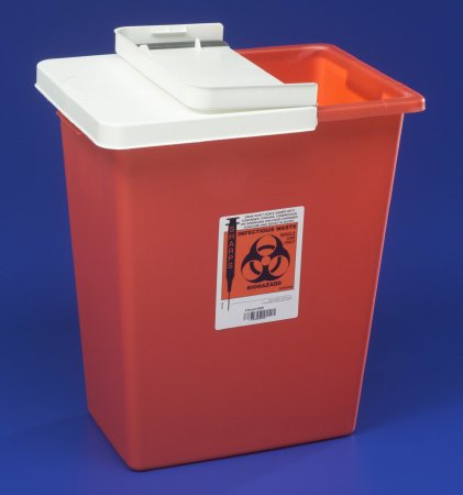 Cardinal SharpSafety Sharps Container 1-Piece 17-1/2 H X 15-1/2 W X 11 D Inch 8 Gallon Red Hinged Lid - 8980-